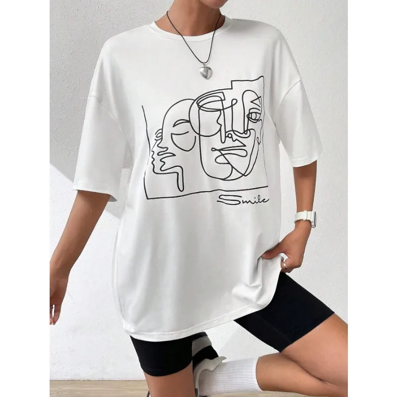 Abstract Line Graphic Cotton T-shirt Secondary image