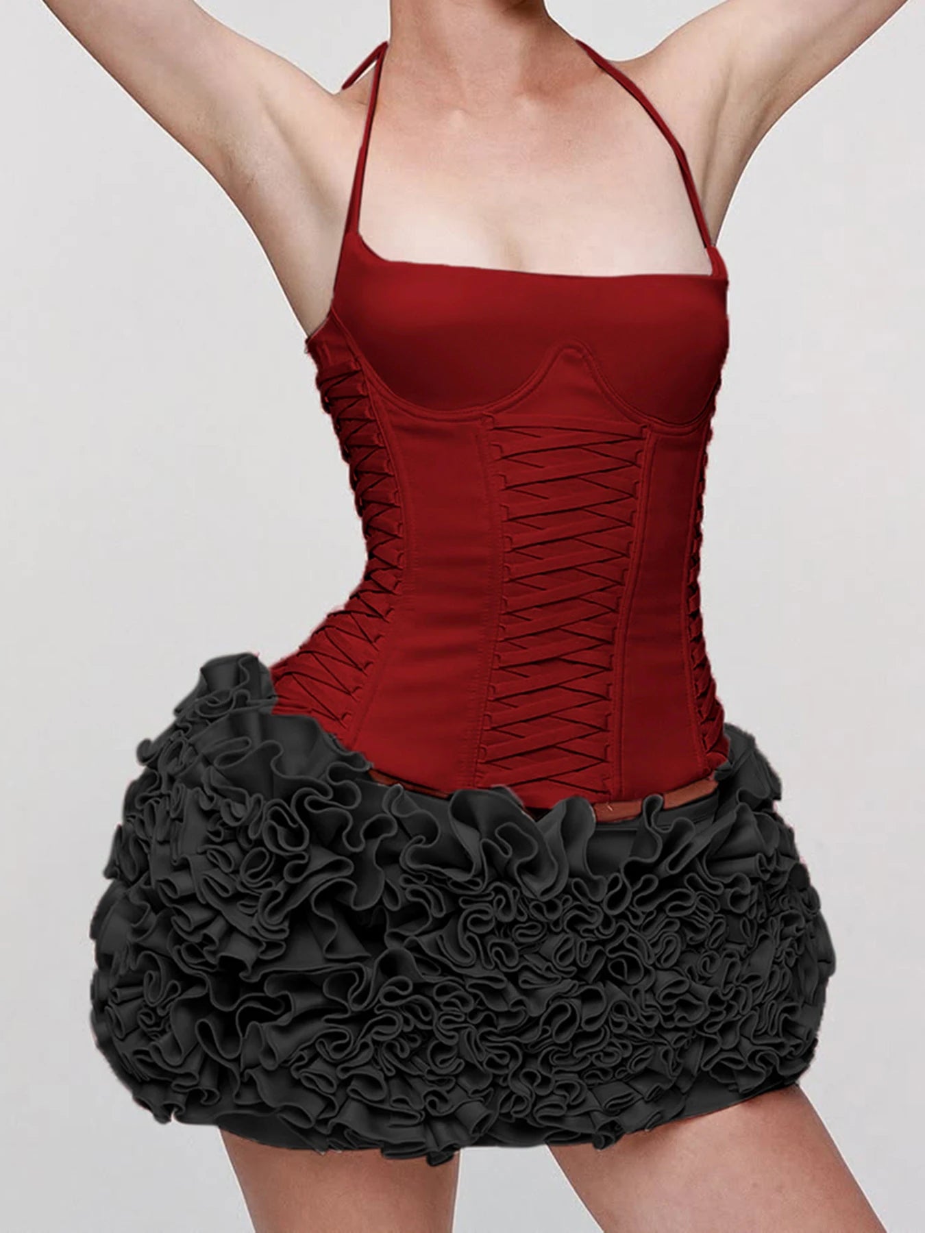 Solid Bandage Halter Slim Slash Neck Cami Top Main image
