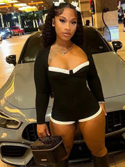 White Edging Square Neck Romper