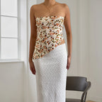 Vintage Floral Irregular Strapless