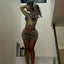 Autumn Aesthetic Print Mesh O-neck Peach Mini Two Piece Skirt Set