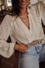 Vintage Lace Hollow Out Casual Blouse