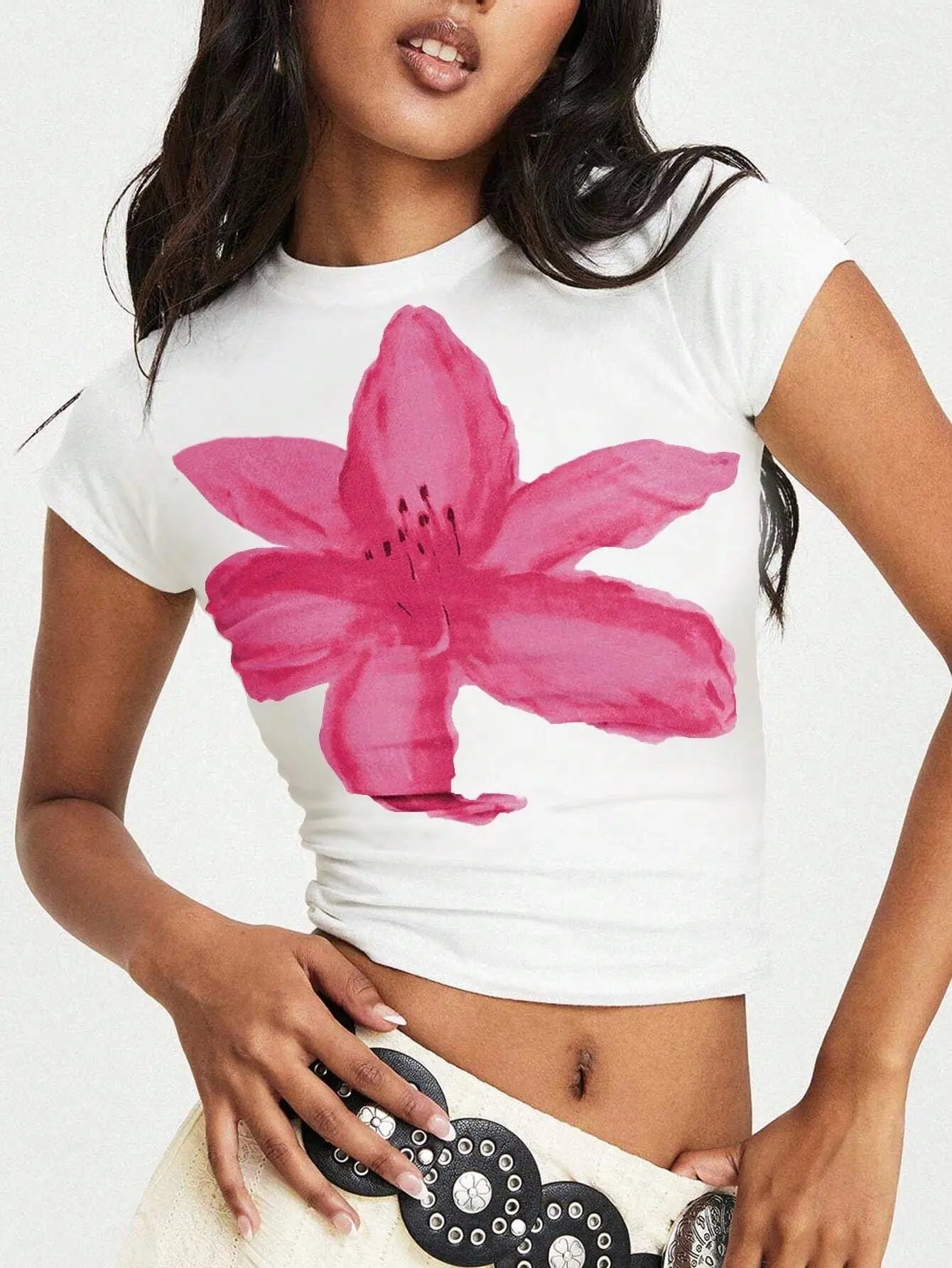Floral Print Slim Fit Crop Top