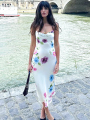 Floral Spaghetti Straps Sleeveless Midi Dress