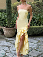 Ruffled Split Bodycon Elegant Maxi Summer Dress