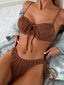 Wrinkled Underwired Knotted Two Piece Swim Sets