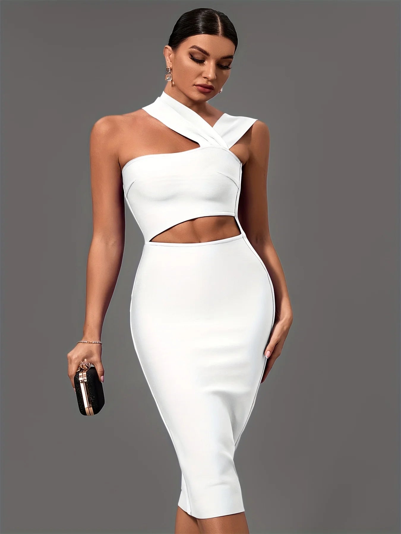 White Bandage Halter Cut Out Party Work Dress Main image