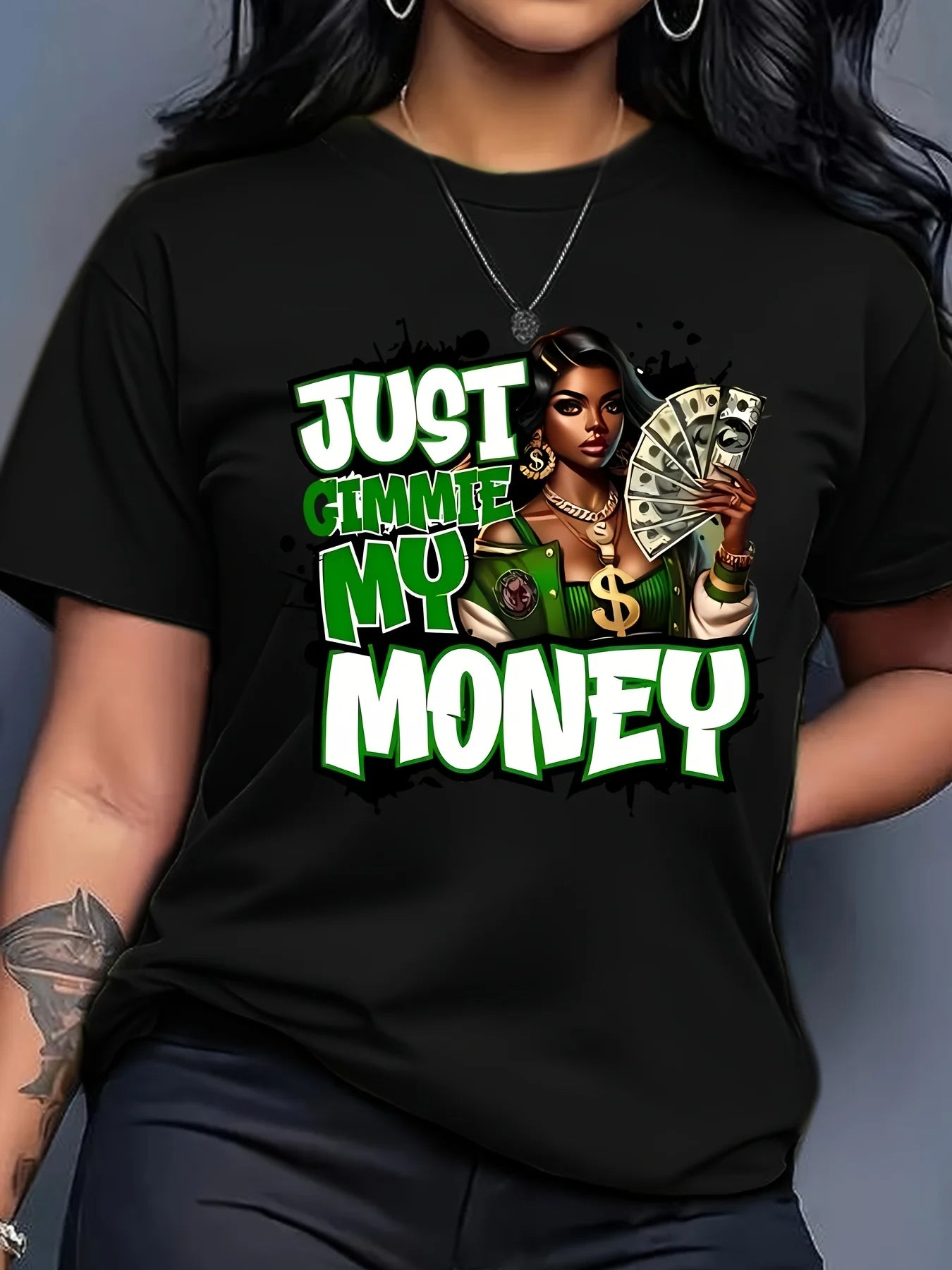 Money Letter Graphic Casual T-shirt Main image