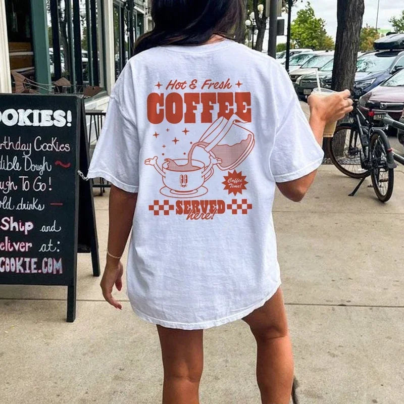 Caffeine Cartoon Coffee Print T-shirt Main image
