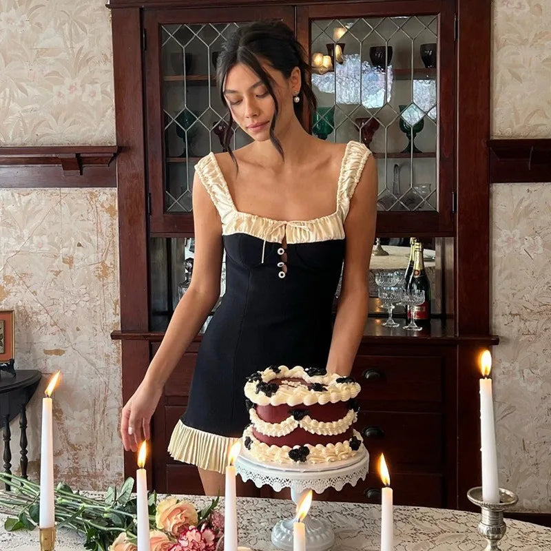 Button Lace Tank Backless Mini Dress Secondary image