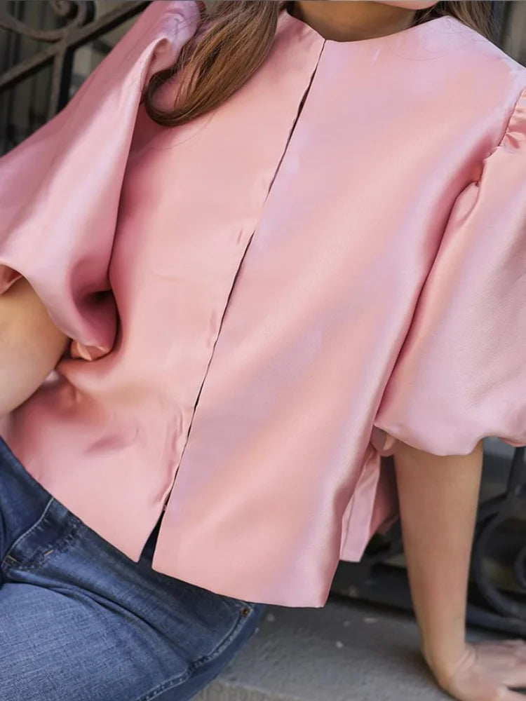 Satin Lantern Sleeve Ruffle Blouse Secondary image