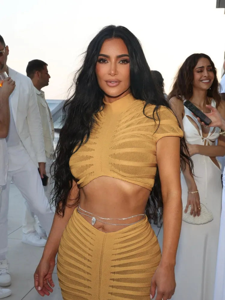 Knitted Crop Top Hollow Out Design Two Piece Shorts Set Main image