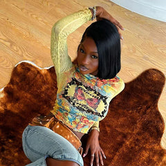 Sexy Fashionable Long Sleeve Sheer Top