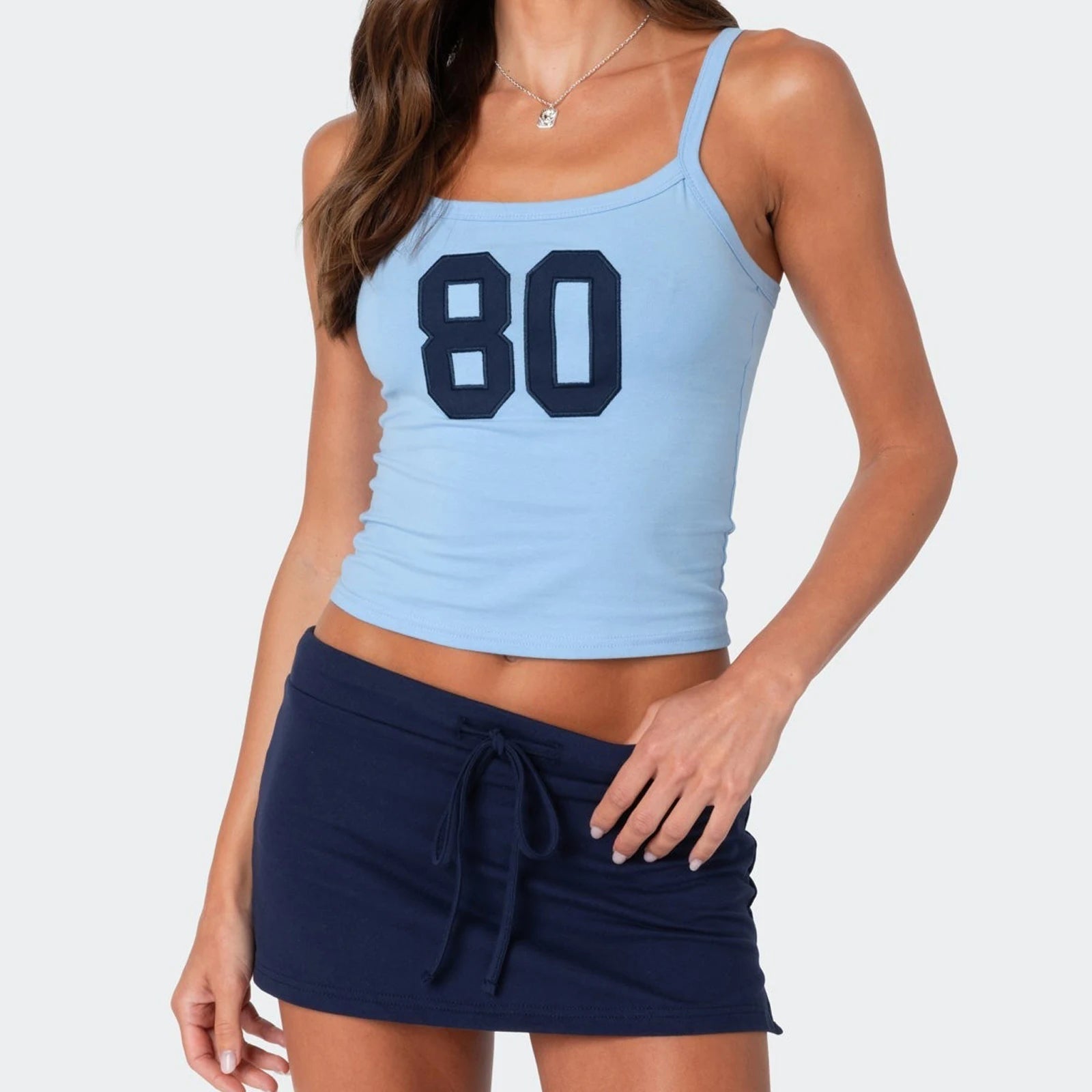 Jersey Number Graphic Print Y2K Crop Cami Top Main image