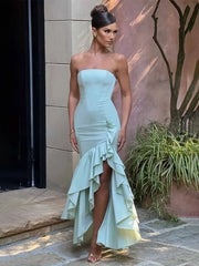 Ruffled Split Bodycon Elegant Maxi Summer Dress