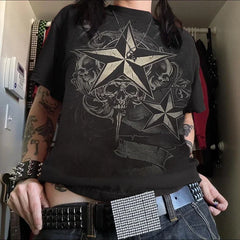 Cyber Star Grunge Red T-shirt