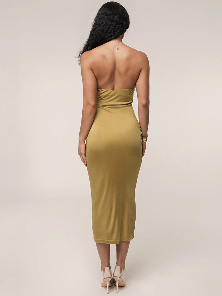 Cutout Chain Metal Halter Midi Dress Secondary image