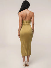 Cutout Chain Metal Halter Midi Dress