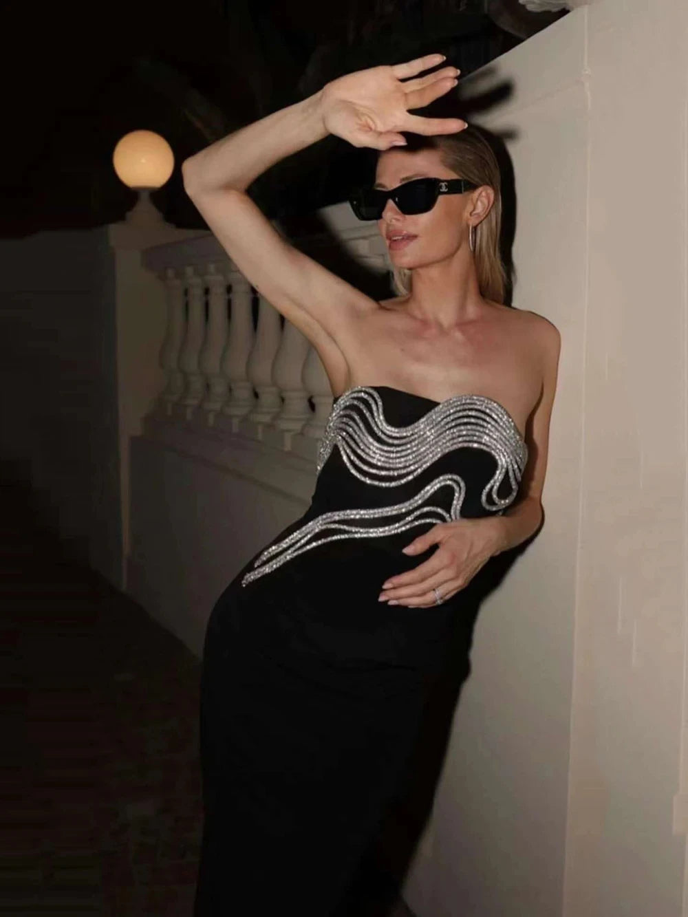 Strapless Diamond Bandage Maxi Dress Secondary image