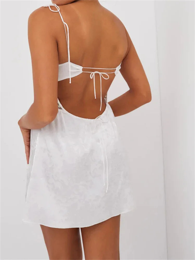 Lace Retro Strap Side Split Backless Slip Dress Secondary image