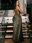 Leopard Draped Lace-up Maxi Dress
