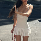 Ruffle Off Shoulder A Line Halter Mini Dress