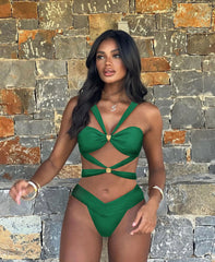 Cut-Out Halter Bodysuit One Piece Swimwear