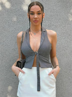 Hollow Out Sleeveless V-neck Cami Top