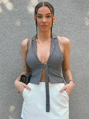 Hollow Out Sleeveless V-neck Cami Top