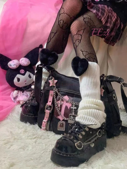 Sanrio Gothic Punk Vintage Pink Trend Cross Chains Bag