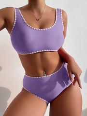 High Waist Lace Push Up Two Piece Swim Sets