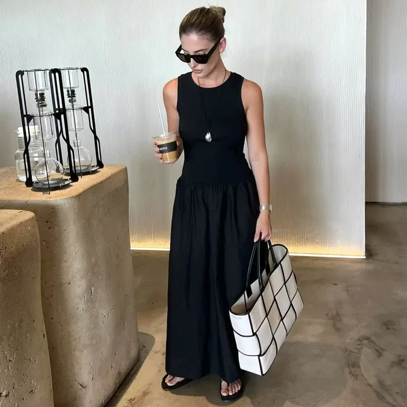 Black Casual Vintage Long Sleeve Midi Dress Main image