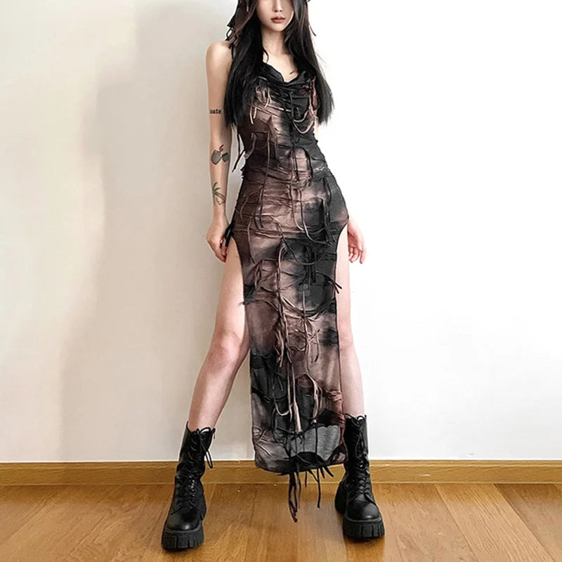 Tie Dye Hooded Sleeveless Midi Dress Main image