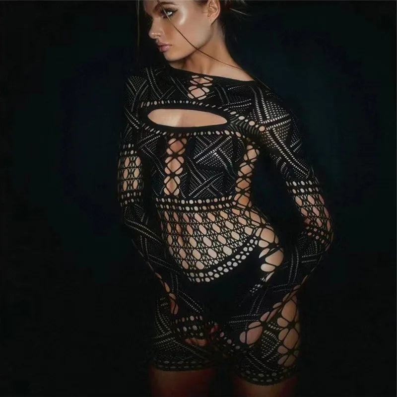Deep V Lace Tight Hollow Party Mini Dress Secondary image
