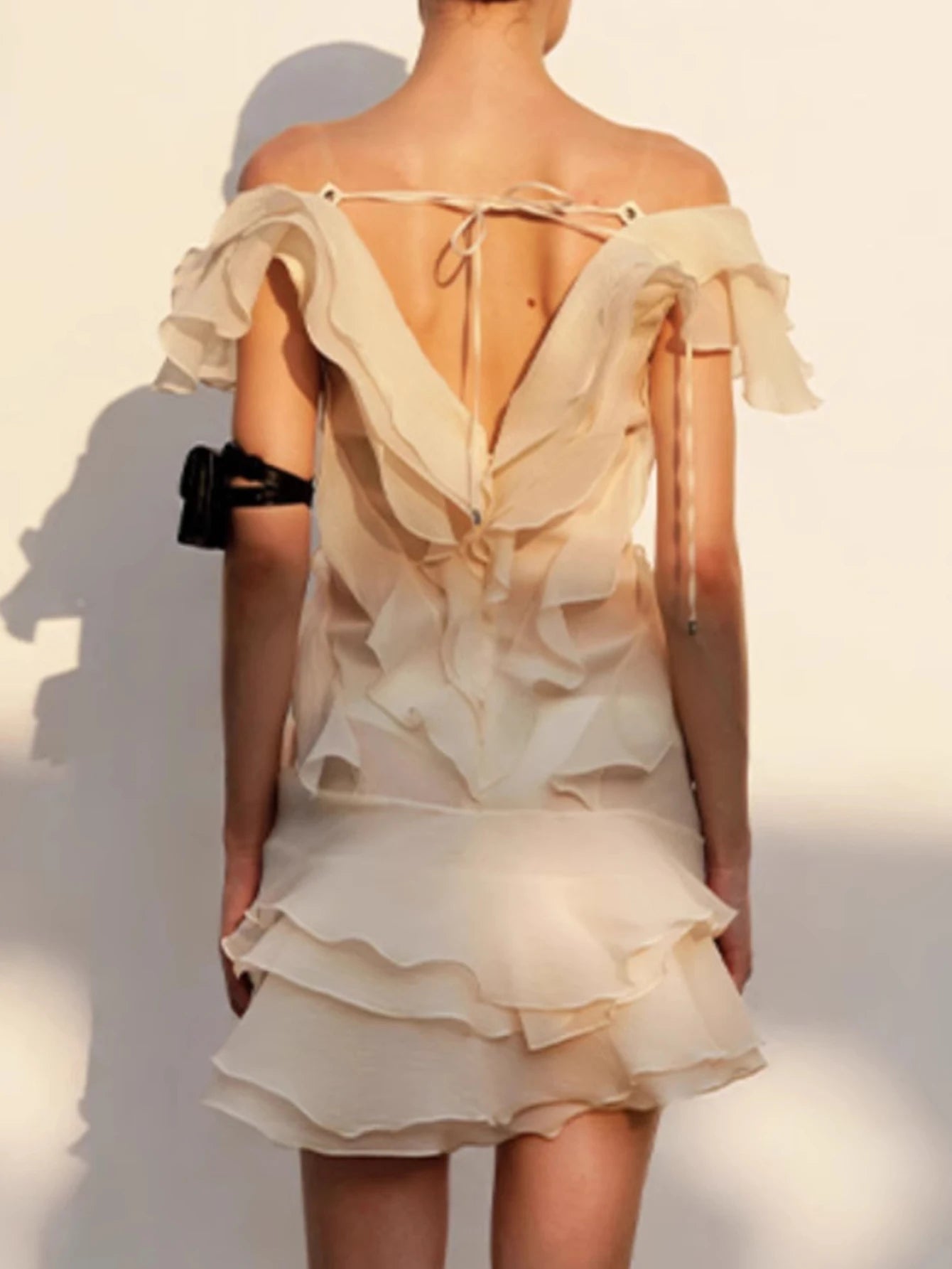 Ruffle Backless Mesh Prom Mini Dress Secondary image