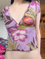 Butterfly Sleeve Slim Fit V-Neck Blouse Crop Top