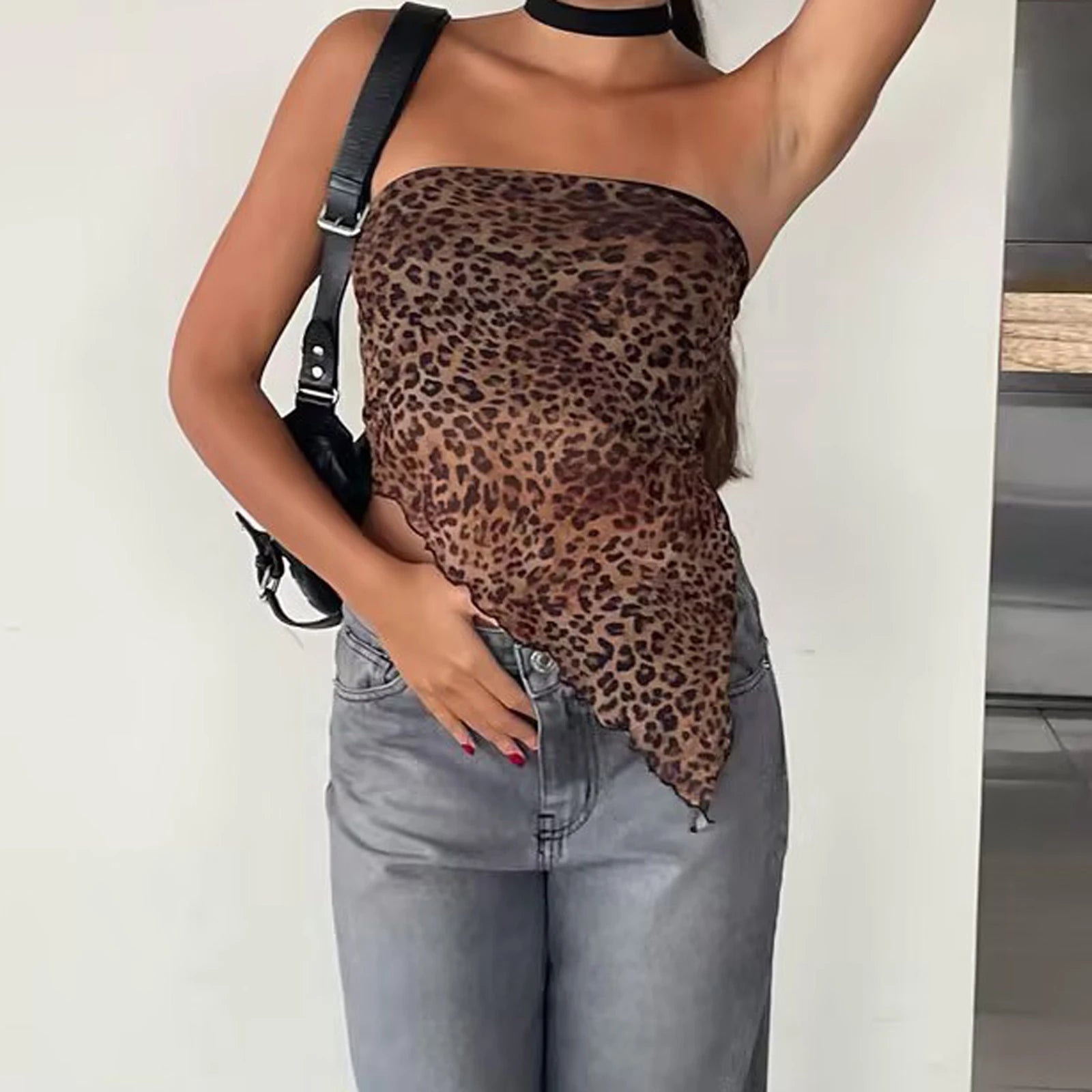 Leopard Triangle Hem Tube Strapless Main image