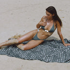 Shiny Button Bandeau Thong Bikini Sets