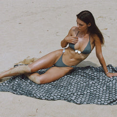 Shiny Button Bandeau Thong Bikini Sets