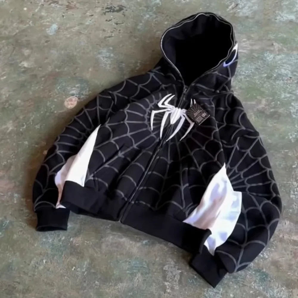 3D Spider Print Oversized Hoodie Secondary image