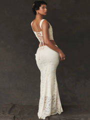 Lace Crop Elegant Skirt Knit Set