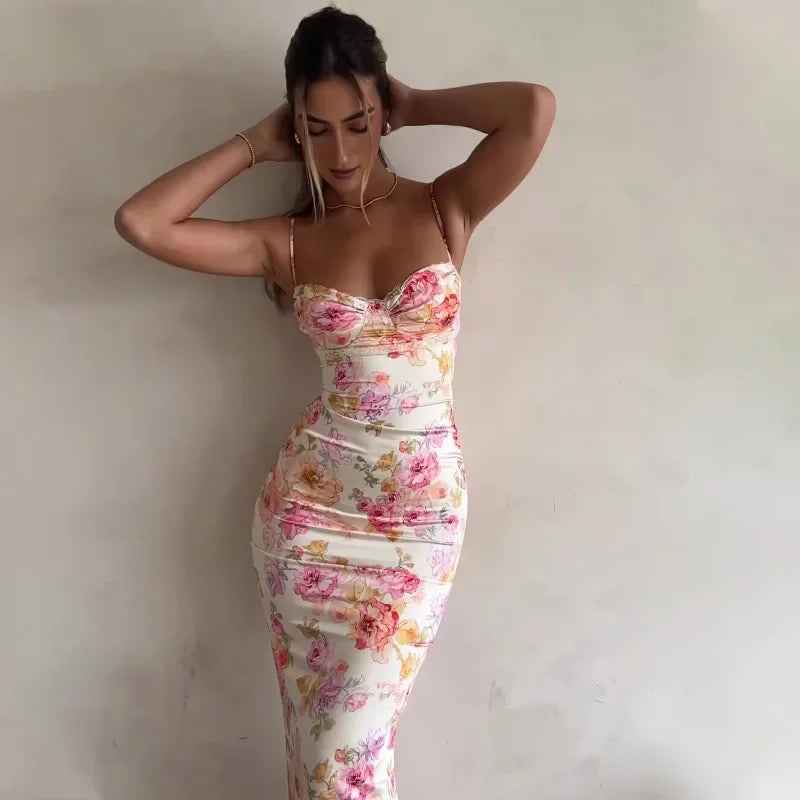 Spaghetti Strap Slim Fit Floral Dress Main image