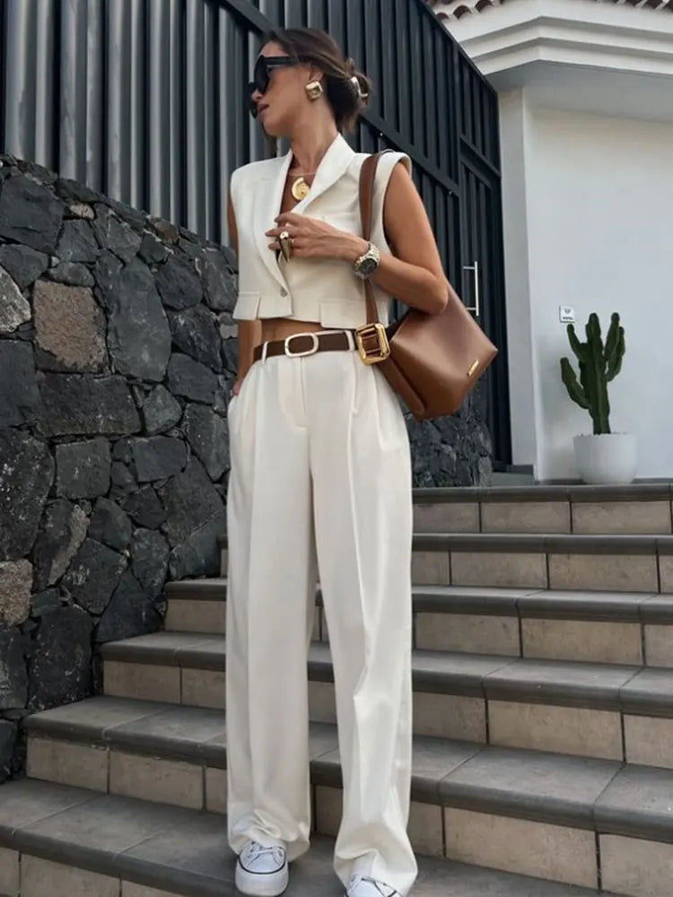 Sleeveless Crop Wide Pant Suit Secondary image