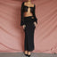 Green See Through Lace Cut Out Cropped Maxi Two Piece Skirt Set
