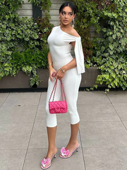 Lace-up Capri Crop Two Piece Pants Set