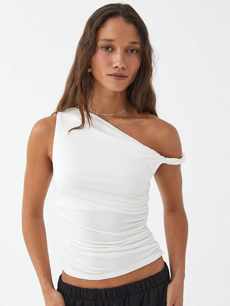 Basic Off-Shoulder Ruched Tank Top Main image