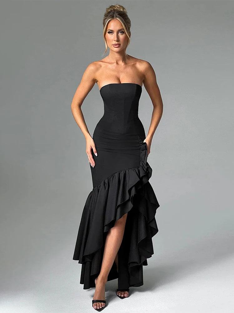 Ruffled Split Bodycon Elegant Maxi Summer Dress