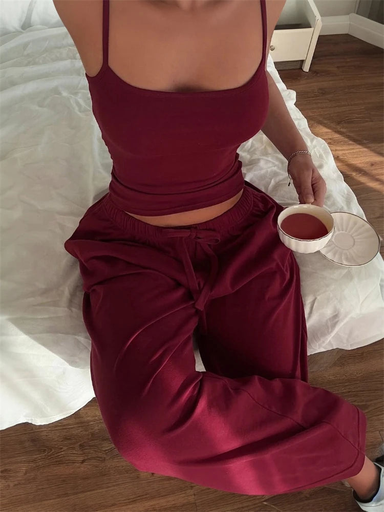 Sleeveless Backless Wide Two Piece Pants Set Main image