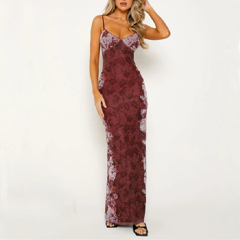 Vintage Backless V-neck Sleeveless Bodycon Slip Dress Main image
