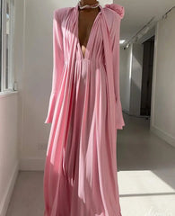 Hollow Flower Long Sleeve Maxi Dress